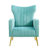 Modern Velvet Accent Chair with Arms, Wingback Reading Chair