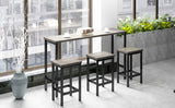 Dining Table Set with 3 Stools Pub Kitchen Set Side Table with Footrest