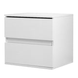 Nightstand with 2 Drawers, USB Charging Ports, Wireless Charging and Remote Control LED Light-White