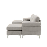 RELAX LOUNGE Convertible Sectional Sofa Light Grey Fabric