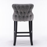 Contemporary Velvet Upholstered Wing-Back Barstools