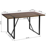 Industrial Rectangular Dining Table, Walnut & Black