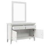 4 Pieces Traditional Concise Style White Bedroom Sets, Nightstand+ Dresser+ Mirror+ Full Bed