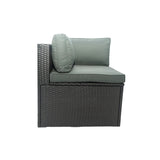 6 Pieces PE Rattan sectional Outdoor Furniture Cushioned  Sofa set Black