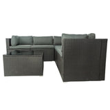 6 Pieces PE Rattan sectional Outdoor Furniture Cushioned  Sofa set Black