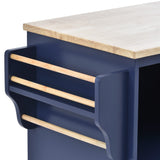 Kitchen Island Cart with Storage Cabinet and Two Locking Wheels, Solid wood desktop, Microwave cabinet
