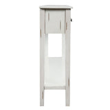 TREXM Rustic Entryway Console Table, 60" Long with two Different Size Drawers and Bottom Shelf for Storage (Antique White)