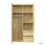 High wardrobe with 2 doors, 2 drawers and 5 storage spaces