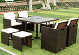 Patio Dining Set Outdoor Space Saving Rattan Chairs with Glass Table Patio Furniture Sets Cushioned Seating and Back Sectional Conversation Set