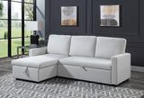 Brown Sleeper Sectional Sofa w/Storage, White Fabric