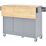 Rolling Mobile Kitchen Island with Solid Wood Top and Locking Wheels