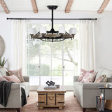 【Video】Matte Black Ceiling Fans With Remote Control 8 lights，DC Motor，3 ABS Blades，Multi-Speed，Reversible Airflow，Timing and Anti-theft function，Indoor transitional Ceiling Fan，ETL&FCC Certification