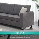 Modern Upholstered Living Room Sectional Sofa, L Shape Furniture Couch with 3 Pillows