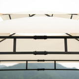 Iron Double Tiered Backyard Patio BBQ Grill Gazebo with Bar Counters, Beige