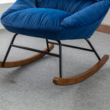 Tufted Upholstered Padded Seat Rocking Chair-Velvet Blue