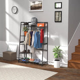 Clothes Rack,Clothes Rack with Shelves,Freestanding Closet Organizer for Living Bedroom Room Kitchen Bathroom Entryway Office Storage Shelves Clothes Hanging Rack,CR-538 Black