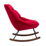 Tufted Upholstered Padded Seat Rocking Chair-Velvet Red