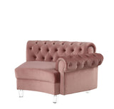 Pink Sectional Sofa w/7 Pillows, Pink Velvet