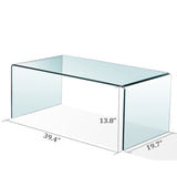 Glass Coffee Table, Tempered Clear Glass Coffee Table for Living Room