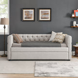 Daybed with Trundle Upholstered Tufted Sofa Bed, with Button