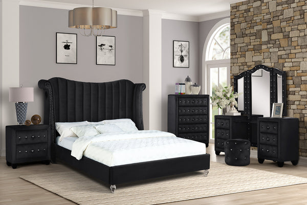 Queen 4 Piece Vanity Upholstered Bedroom Set