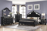 King 6 Pc Tufted Upholstery Bedroom set made with Wood in Black