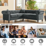 Grey Tufted L shaped Couch