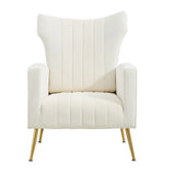 Modern Velvet Accent Chair with Arms, Wingback Reading Chair