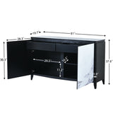 Modern Sideboard Buffet Storage Cabinet with 2 Decorative Doors, 2 Drawers and 4 shelves for Living room, Entryway