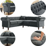 Grey Tufted L shaped Couch