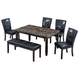 6-piece Faux Marble Dining Table Set  with one Faux Marble Dining Table