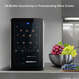 Wine Cooler Countertop Freestanding Wine Cellars Compressor System Champagne Chiller Digital Temperature Control UV-Protective Finish Max Load 24 Standard Bottle
