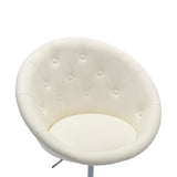 Hengming Round Tufted Back Chair Living Room Chair Contemporary Height Adjustable Vanity Chair 360° Swivel Accent Chair Modern Look, White