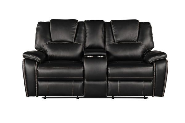 Hong Kong Power Reclining Loveseat made with Faux Leather in Black