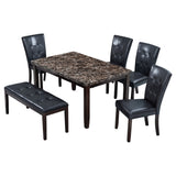 6-piece Faux Marble Dining Table Set  with one Faux Marble Dining Table