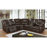Brown Power Reclining Sectional made with Faux Leather