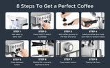 Geek Chef Espresso Machine,20 bar espresso machine with milk frother for latte,cappuccino,Machiato,for home espresso maker,1.8L Water Tank,Stainless Steel