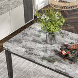 7-piece Dining Table Set with 1 Faux Marble Top Table and 6 Seats