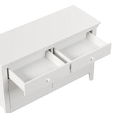 4 Pieces Traditional Concise Style White Bedroom Sets, Nightstand+ Dresser+ Mirror+ Full Bed