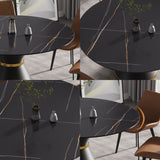 Modern artificial stone round black carbon steel base dining table
