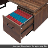 Home Office Computer Desk with Drawers/Hanging Letter-size Files