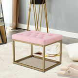 Velvet Shoe Changing Stool, Footstool, Square Cushion Foot Stool, Sofa stool, Rest stool,Low Stool .Step Stool, Small Footrest .Suitable for Clothes Shop,Living Room, Porch, Fitting Room.Pink Bench