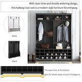 Modern Style Multiple Functions Hallway Coat Rack with Metal Black Hooks