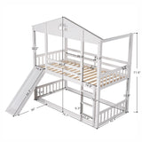 Twin over Twin House Bunk Bed with Convertible Slide and Ladder,Converts into 2 Separate Platform Beds,White