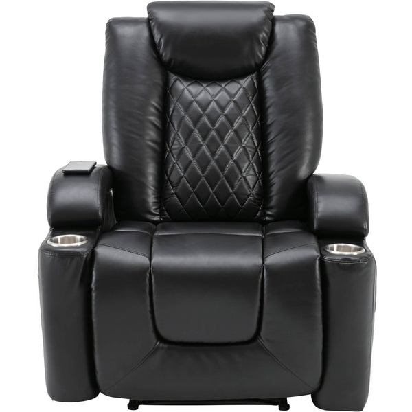 Power Motion Recliner with USB Charge Port and Cup Holder -PU Lounge chair for Living Room,Black(Old Sku:PP194010BAA）