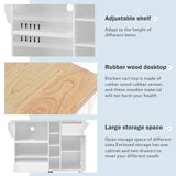 Kitchen Island Cart with Storage Cabinet and Two Locking Wheels ,Solid wood desktop, Microwave cabinet