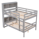 Grey Full Bunk Beds with Bookcase Headboard