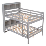 Full Over Full Bunk Beds with Bookcase Headboard