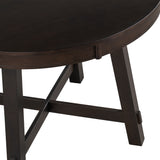 Round Extendable Dining Table with 16" Leaf Wood Kitchen Table