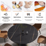 Modern artificial stone round black carbon steel base dining table